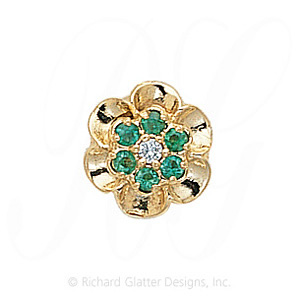 GS038 D/E - 14 Karat Gold Slide with Diamond center and Emerald accents 